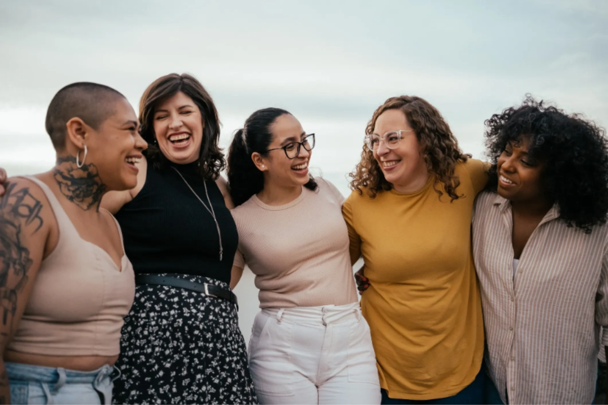 Diverse women together in community